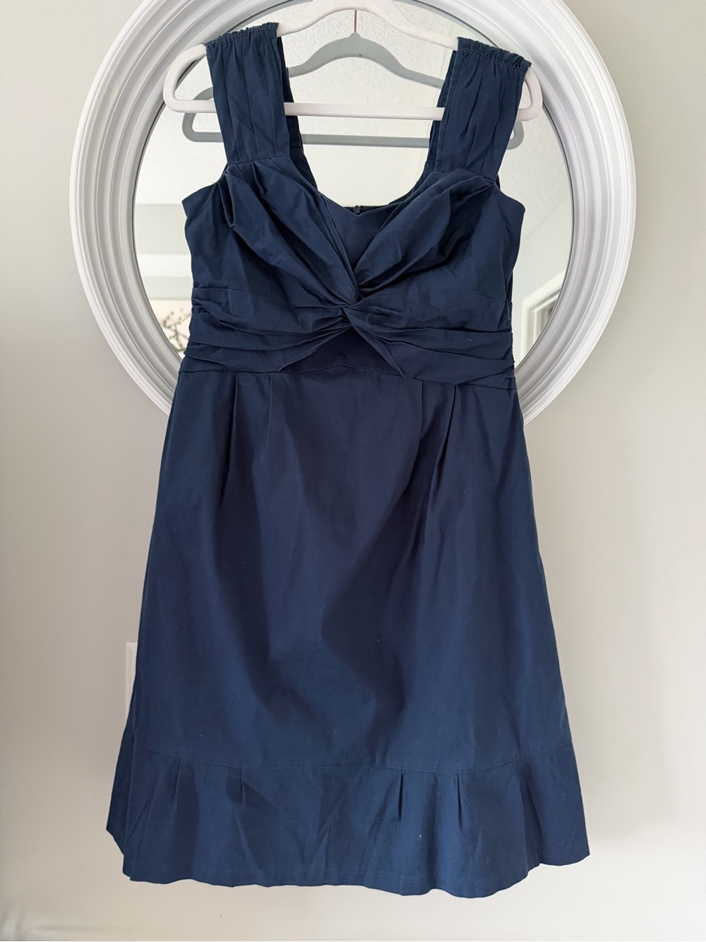 Nanette Lepore Navy Twist-Front Midi Dress